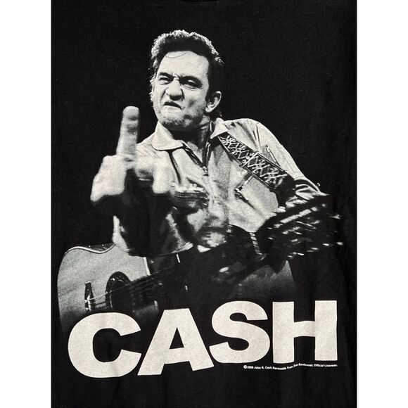 Vintage Y2K Johnny Cash Middle Finger Tee - Picture 2 of 5